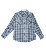 Wrangler Wrancher Men&#39;s L Pearl Snap Blue Plaid Western Collar Shirt Lon... - $29.05 CAD