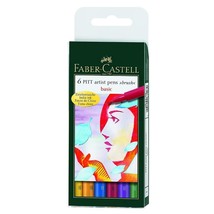 Niedriger Kosten Packung 6 Faber-Castell Pitt Künstler Sortiert Basic Farbe Pens - £18.75 GBP