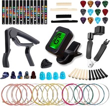 60Pcs Acoustic Guitar Accessories Kit Including Guitar, Fretboard Stickers - £27.77 GBP