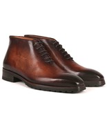 Paul Parkman Mens Shoes Ankle Boots Brown Burnished Leather Handmade 791... - $823.32 CAD