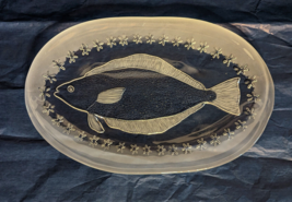 Walther Glass Siebenstern Ocean Life Embossed Frosted Fish Platter Dish ... - $23.21