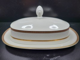 Mikasa Imperial Flair Gold 1/4 lb Covered Butter Dish L3236 Set Gold Tri... - £78.87 GBP