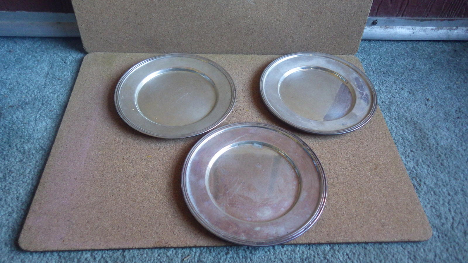 Primary image for SET OF 3 VINTAGE 6 INCH STERLING SILVER BREAD PLATES