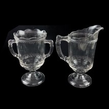 Antique Victorian EAPG Large Open Sugar Creamer Set Clear Glass Helmet S... - £25.48 GBP