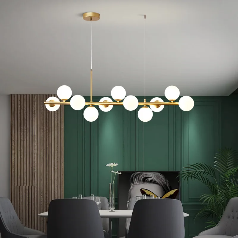 Nordic Modern LED Pendant Gold Light Glass Ball 11 Heads Hanging Lamp for - $164.11+