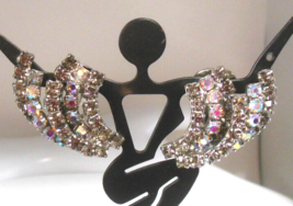 Vintage Signed Kramer Silver-tone AB Rhinestone Clip-on Earrings 1.1/8&quot; ... - £19.38 GBP
