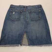Old Navy RN#54023 Women's Blue Cotton Frayed Bottom Denim Skirt Size 8 image 2