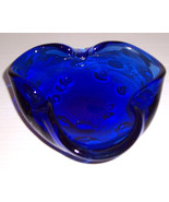 Vintage MURANO Glass Art Cobalt Blue Designed Table Display With Air Bub... - $130.00