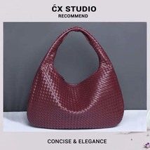 Upscale Vintage Fashion Crescent Hand Carrying Bag in Brown Woven Knot D... - $68.09