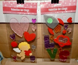 Gel Clings Valentine Day 2 Types Reusable For Windows 2 1/2&quot; x 2&quot; NIB 239A - $6.49