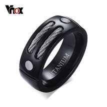 VNOX Stylish Black 100% Titanium Ring Men 8MM Unique Male Rings with Huia WIA De - £14.57 GBP