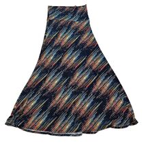 Black Multi Color LuLaRoe MAXI Skirt Yoga Waistband Sz Small (6-8) - $11.52