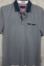 GORGEOUS Ted Baker London Gray and Blue Slim Fit Golf Polo Shirt Size 4 L - £35.88 GBP