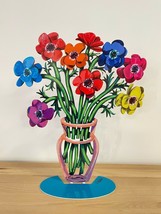 Pop art Metal Flowers &quot; poppies vase &quot; sculpture by DAVID GERSTEIN - £251.45 GBP