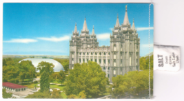 Vtg Postcard-Temple Square-Bag/Sample of Salt From Great Salt Lake-Chrome-UT1 - £7.88 GBP