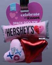 Hershey&#39;s Kisses Themed 3 Ct Bar, Kiss and Heart Squeaky Crinkle Dog Toy - £14.76 GBP