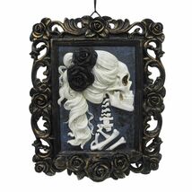 Halloween Gothic Victorian Lady Skeleton Portrait Gold Framed Spooky Dec... - $39.59