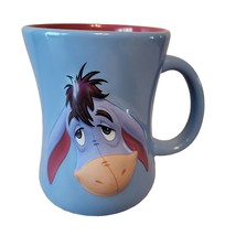 Eeyore Optimistically 12 oz Coffee Cup Mug Blue Pink Embossed Disney Store - £19.26 GBP