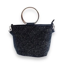 Black Glitter Metal Circle Handle Handbag Purse - £12.58 GBP