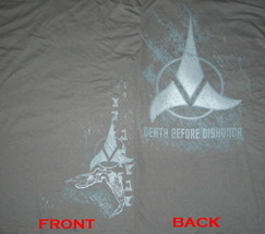 Star Trek Klingon Logo Death Before Dishonor Gray T-Shirt  NEW UNWORN - $14.50