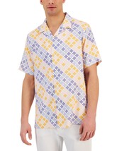Club Room Men&#39;s Short-Sleeve Elevated Wick Leaf Medallion Shirt Multicol... - $18.99