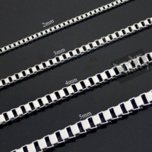 Stainless Steel Square Box Chain Classic Necklace Men Women 18&quot;-24&quot; - £5.46 GBP+