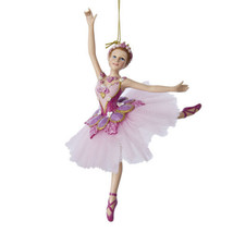 KURT ADLER SUGAR PLUM FAIRY BALLERINA w/ PINK TUTU &amp; FLORAL DESIGN XMAS ... - £14.78 GBP