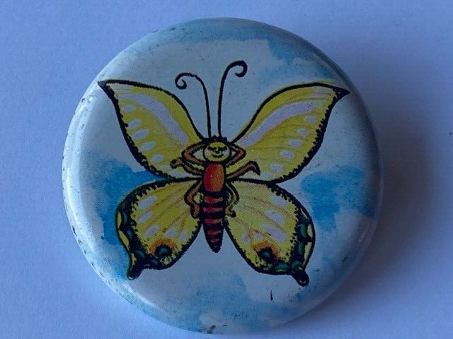 Vintage Cute Butterfly Pinback Pin 1.5&quot; - $4.50