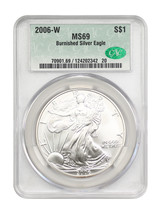 2006-W $1 Silver Eagle CACG MS69 (Burnished) - £79.76 GBP