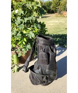Vtg Black Arnold Palmer leather lined Golf Bag,  10 ways, w/ extras - £69.87 GBP