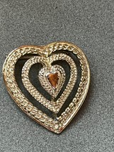 Vintage Gerry’s Signed Split Goldtone Heart Pin Brooch Pendant Combination – - £8.83 GBP