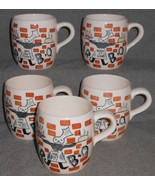 Set (5) 1960&#39;s BBQ THEMED 8oz  Handled Mugs MADE IN JAPAN - $29.69