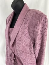 Vintage Just In Thyme LTD Pink Sleeveless Sheath Dress Jacket Faux Suede Sz 14 - £30.44 GBP