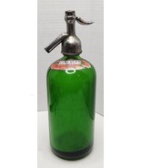 RARE Green Glass Antique Seltzer Bottle M Wallach Bronx NYC w/ Label 11&quot;... - £56.32 GBP