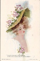 Lovely Lady Just Girl Series Glamourous Woman Large Hat 1906 Artist Postcard V16 - £15.94 GBP