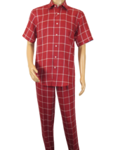 Men INSERCH premium Soft Cool Linen  2pc Walking Leisure suit 7098 Red P... - £119.89 GBP