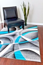 Rugs Area Rugs 8x10 Area Rug Carpet Modern Large Gray Turquoise Bedroom 5x7 Rugs - £19.63 GBP+