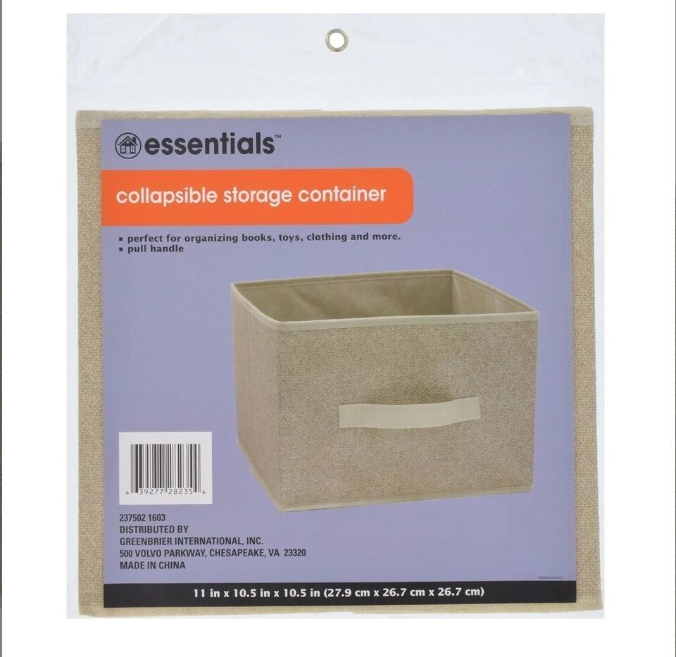 Essentials Tan Collapsible Storage Containers with Handles 10.5x10.5x11-in. - $6.99