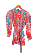 Tolani Collection Womens Top Floral Tunic Tie Waist Orange/Blue Size Xxl - £14.42 GBP