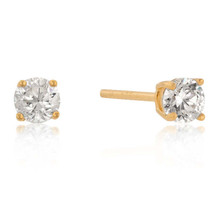 New 4mm Round Cut Cubic Zirconia 925 Sterling Silver Studs Plated Gold - £14.85 GBP
