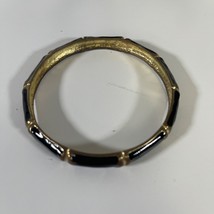 Vintage Brass and Black Enamel Bangle Bracelet 3 inch diameter - £8.85 GBP