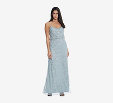 Adrianna Papell Sleeveless Blouson Dress With Lattice Detail In Azure Mist - £128.98 GBP
