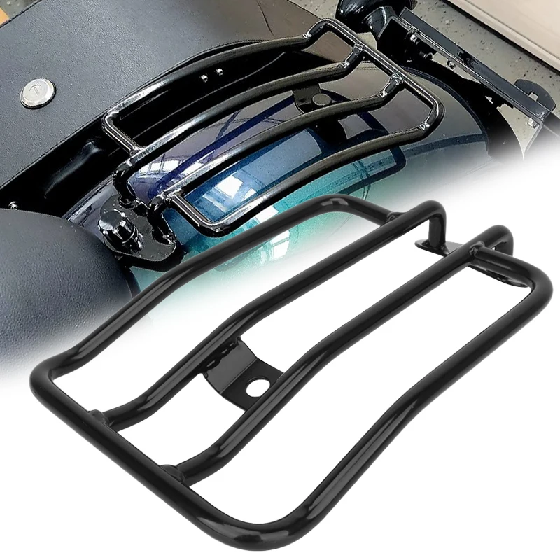 Motorcycle Rear Solo Seat Luggage Rack Support Shelf Gloss Black For Harley - £15.72 GBP