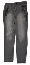 Style &amp; Co Gray Denim Stretch Geometric Embroidered Skinny Leg Jeans (Si... - $14.84