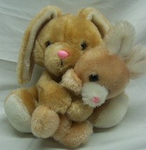 Wallace &amp; Berrie VINTAGE TAN BUNNY RABBIT WITH BABY 6&quot; Plush Stuffed Ani... - £19.45 GBP