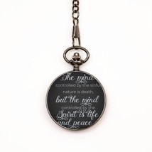 Motivational Christian Pocket Watch, The Mind Controlled by The Sinful N... - $39.15
