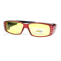 Womens Fit Over Glasses Polarized Yellow Lens Rhinestone Sunglasses - £10.45 GBP