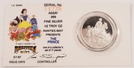 Rarities 1/2 ML Argent Neige Blanc Pièce de Monnaie &quot; The Prince &quot; En Or... - $1,194.39 MXN