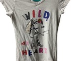 Jaya Apparel Gray T Shirt Girls Size L Wild at Heart Fox Furry Tail  - £5.60 GBP
