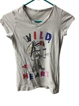 Jaya Apparel Gray T Shirt Girls Size L Wild at Heart Fox Furry Tail  - £5.53 GBP